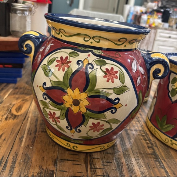 Pier 1 Vallarta Large Cookie Jar Canister With Handles - Picture 6 of 13
